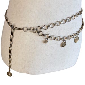 Vintage Metal Boho Whimsigoth Chain Belt silver rose medallion filigree Whimsigoth Belt - Etsy main image 2
