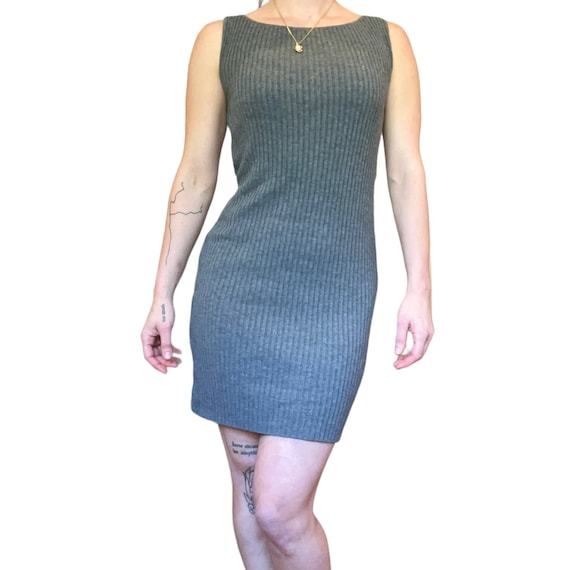 Vintage '90s No Boundaries Gray Ribbed Knit Sleev… - image 1