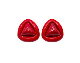 Brincos vintage dos anos 80, grandes e grandes, triangulares e fofos, estilo cereja vermelho