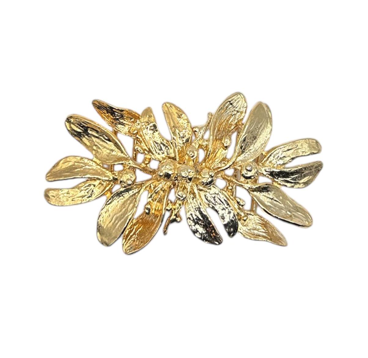 Vintage 1992 Mimi Di N Gold Tone Oversized Leaves & Berries 