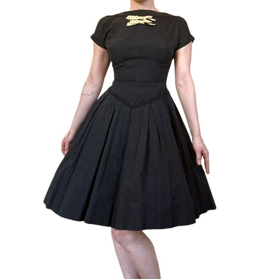 VTG '50s New Look Fit & Flare Full Skirt Black Co… - image 1