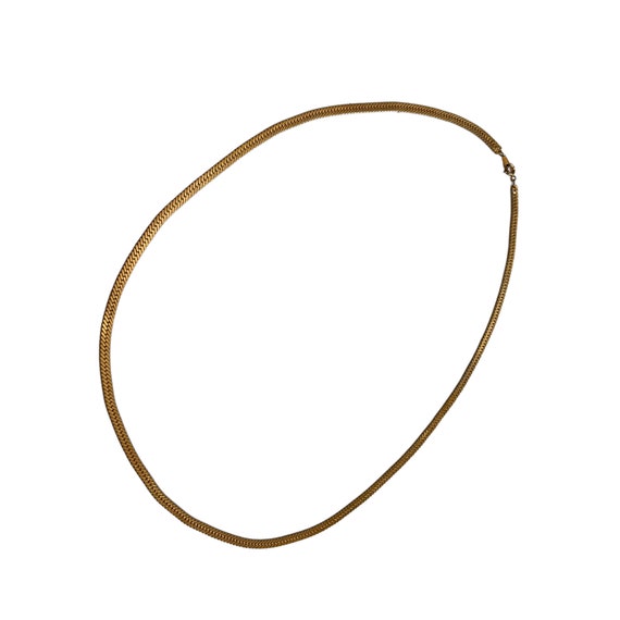 Vintage 14K GP Gold Plated Necklace 24" Flat Herr… - image 3