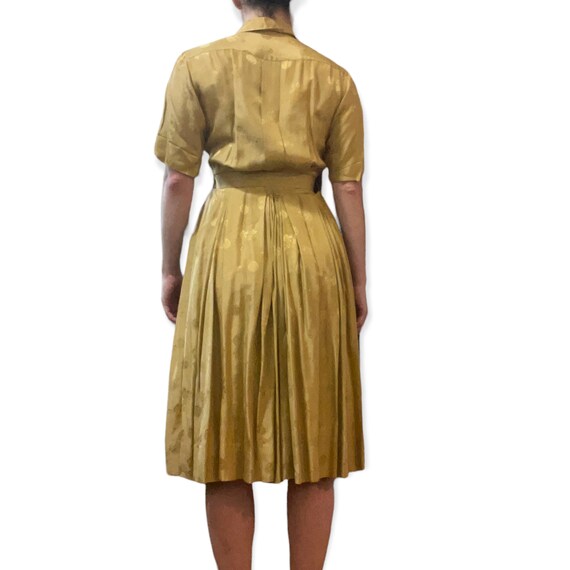 Vintage 1950s Royal Lynne Gold Belted Shirt Dress… - image 5