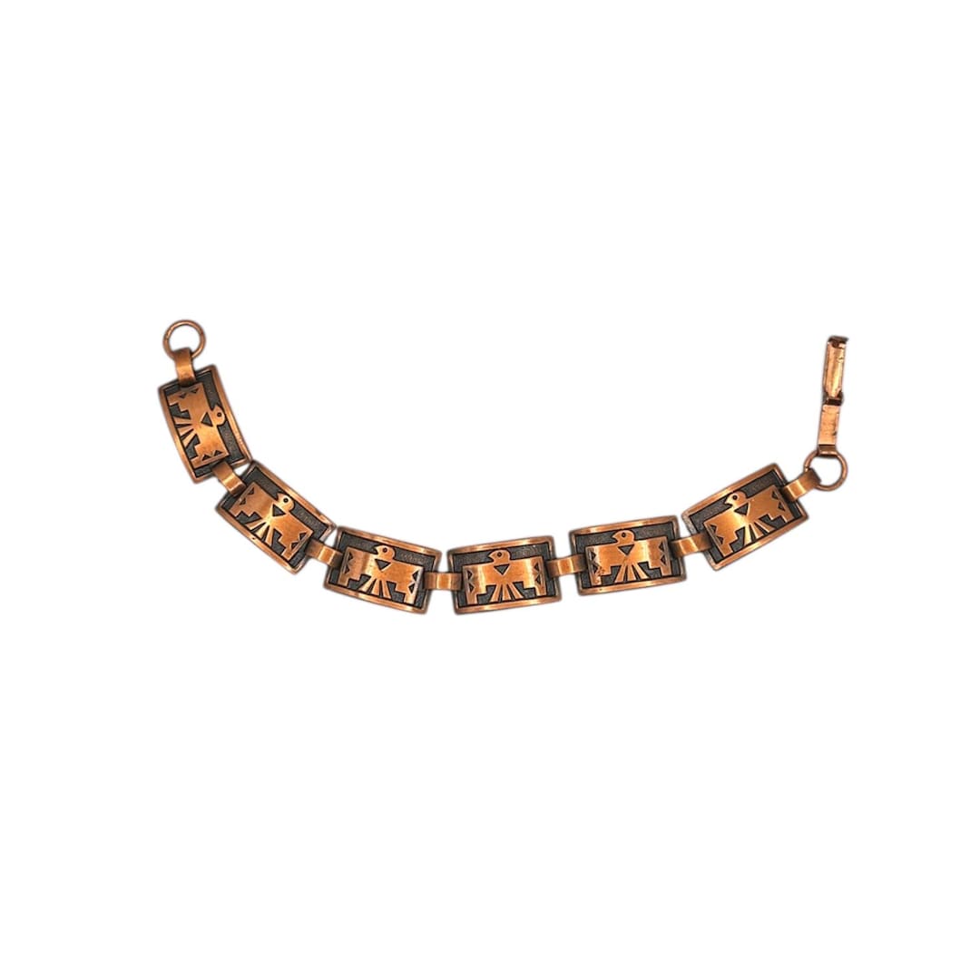 Vintage Native American Navajo Style Copper Thunderbird Bracelet