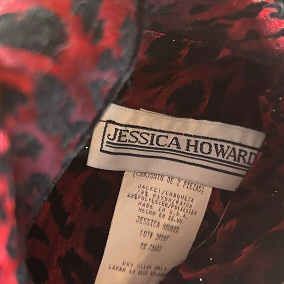 Vintage '80s Jessica Howard Sparkly Red Velvet Ch… - image 6