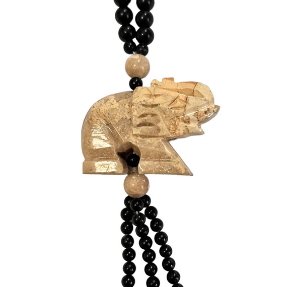 Antique Agate Onyx Beaded Carved Elephant Tassel … - image 5