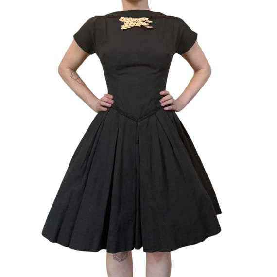 VTG '50s New Look Fit & Flare Full Skirt Black Co… - image 2