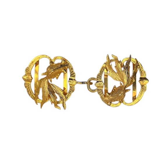 Vintage Mimi Di N Gold Tone Oversized Fighting Koi Fish Belt  display picture 1
