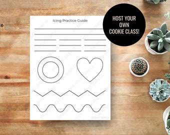 Royal icing practice sheet for teaching, cookie class, digital download PDF