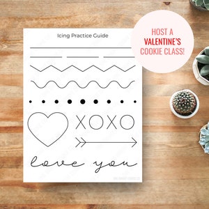 Königliches Zuckerglasur Übungsblatt für den Unterricht, die Keksklasse zum Valentinstag, digitaler Download PDF