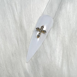 10 PCS Mixed Gold Cross Nail Charms made with Crystals and Pearls  Nail Supplies