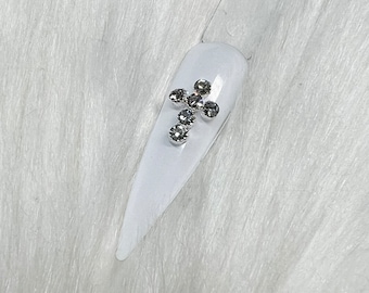 Crystal Silver Cross Nail Charms (2 PCS)