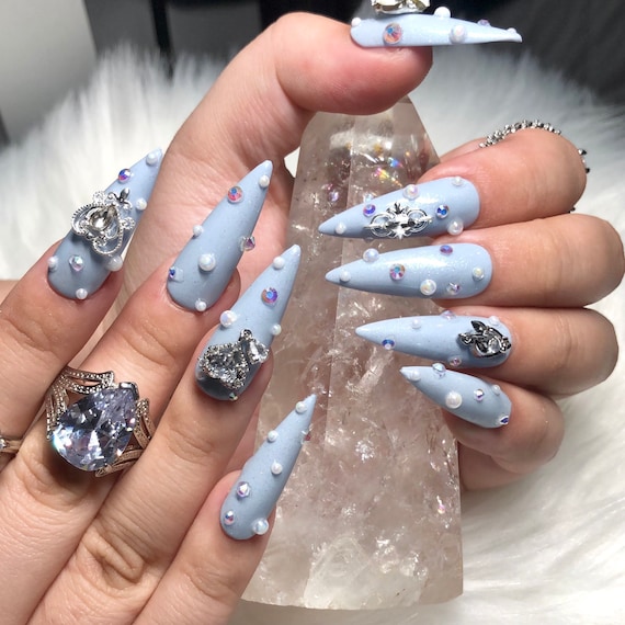 princess polly baby blue dress Hoco Nail Inspo for Light Blue Dress main image 1