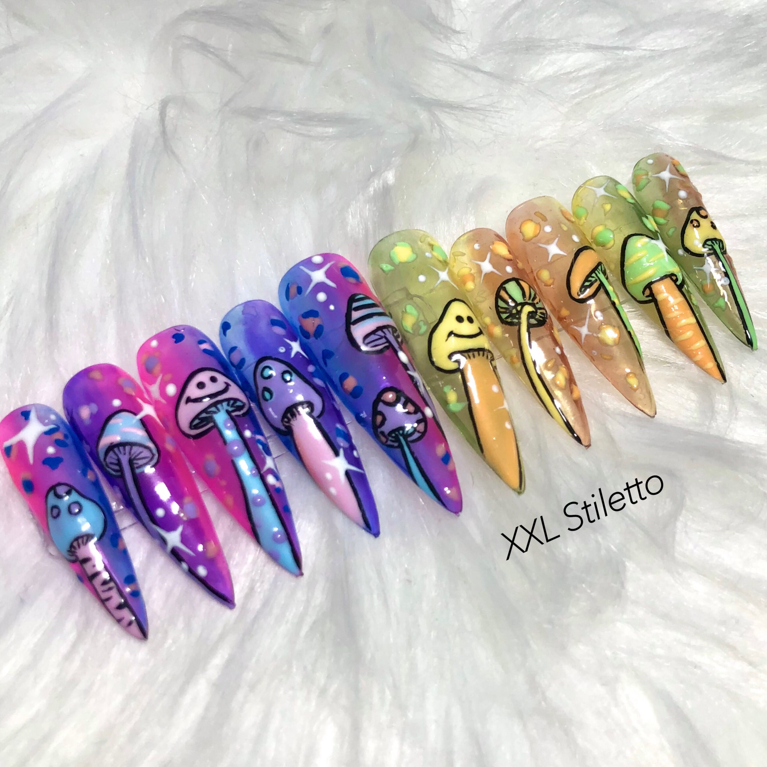 Mushroom Jelly Rainbow Press on Nails Graduation | Etsy