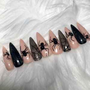 Black & Nude Spider Press On Nails Prom 2024 Graduation Gift image 2