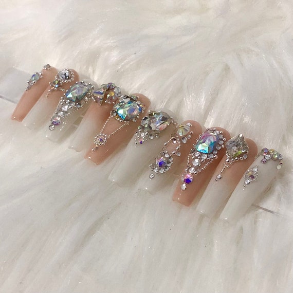 Pink Nude Coquette White French Tip Press on Nails With Angel Cherub in the  Clouds Renaissance & Gold Accents Valentines Day 2024 Gift 