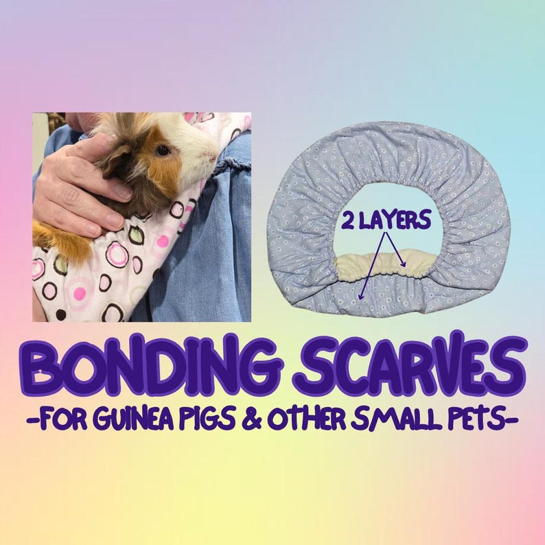 Fleece Bonding Scarf - Cuddle Scarf / Small Pet Sling / for Guinea Pigs, Rats, Chinchillas, Dwarf Rabbits and other pocket pets (2 layers) image 1