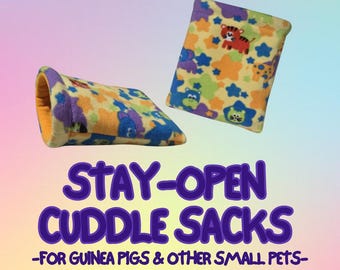 Fleece Cuddle Sack / Snuggle Pouch / Sleeping Bag with stay-open entrance for Guinea Pigs and other Small Pets