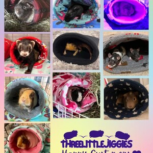 Fleece Cuddle Sack / Snuggle Pouch / Sleeping Bag with stay-open entrance for Guinea Pigs and other Small Pets image 3
