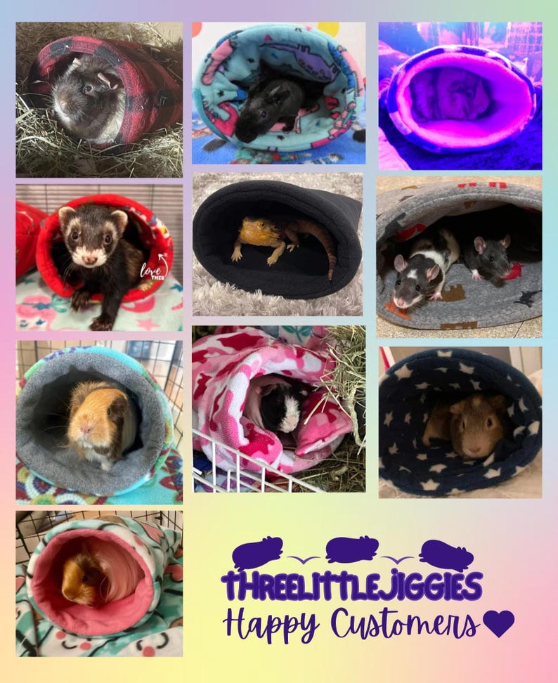 Fleece Cuddle Sack / Snuggle Pouch / Sleeping Bag with stay-open entrance for Guinea Pigs and other Small Pets image 3