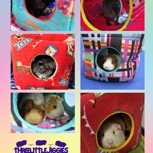 Fleece Cozy Cube Hut / Cube House / Cubby with pillow and pads for Guinea Pigs and other Small Pets image 7