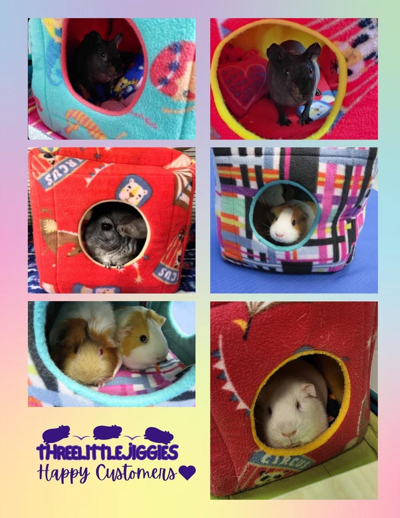 Fleece Cozy Cube Hut / Cube House / Cubby with pillow and pads for Guinea Pigs and other Small Pets image 7
