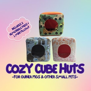 Fleece Cozy Cube Hut / Cube House / Cubby with pillow and pads for Guinea Pigs and other Small Pets image 1