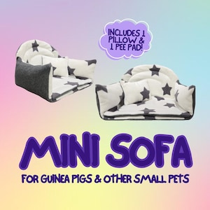 Fleece Guinea Pig Mini Sofa / Couch - Small Pet Bed with removable pad and pillow
