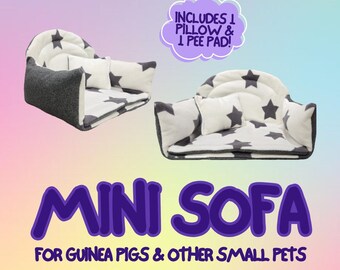 Fleece Guinea Pig Mini Sofa / Couch - Small Pet Bed with removable pad and pillow