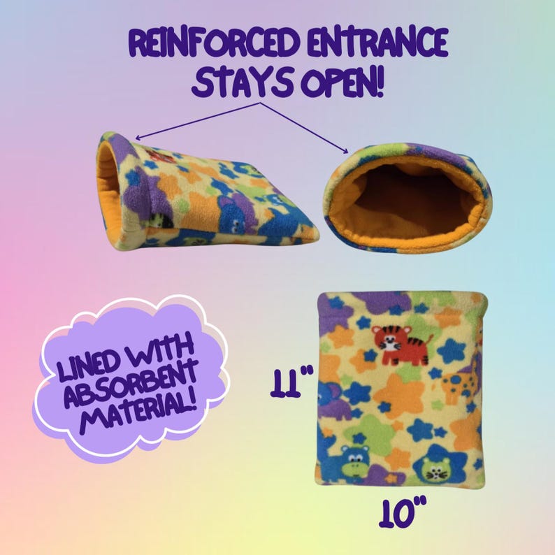 Fleece Cuddle Sack / Snuggle Pouch / Sleeping Bag with stay-open entrance for Guinea Pigs and other Small Pets image 2