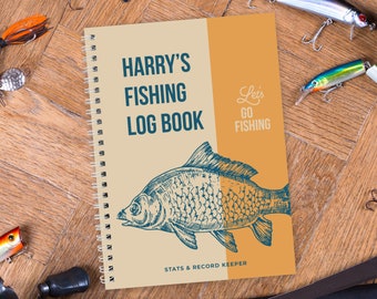 Fisherman Gift - Personalised A5 Fishing Log Book - Fishing Planner/Diary - Angling Log - Catch tracker - Fishing Gifts for Him