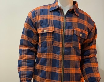 Flannel jacket| Thermal lined flannel jacket| Men's Flannel Jacket| Orange Jacket| Blue and Orange Plaid Basic Thermal lined