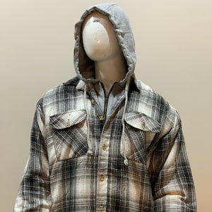 Hooded Flannel Jacket Men Etsy