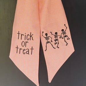 Custom Embroidered Halloween Wreath Sash | Fall Decor | Fall Wreath Sash | Skeletons | Pumpkins | Seasonal Wreath Sash | House Warming Gift