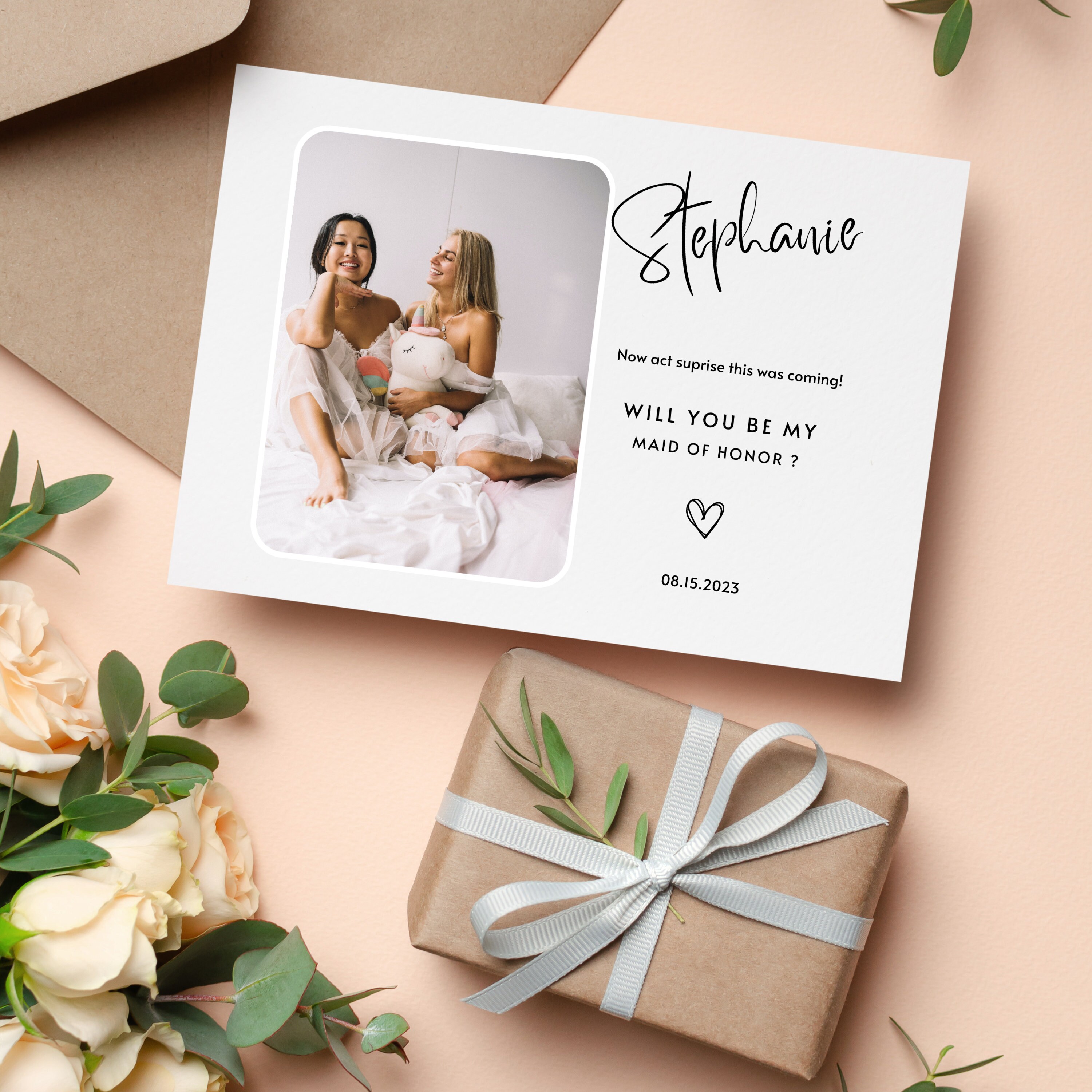 Editable Bridesmaid Proposal Card Template Minimalist Be My - Etsy