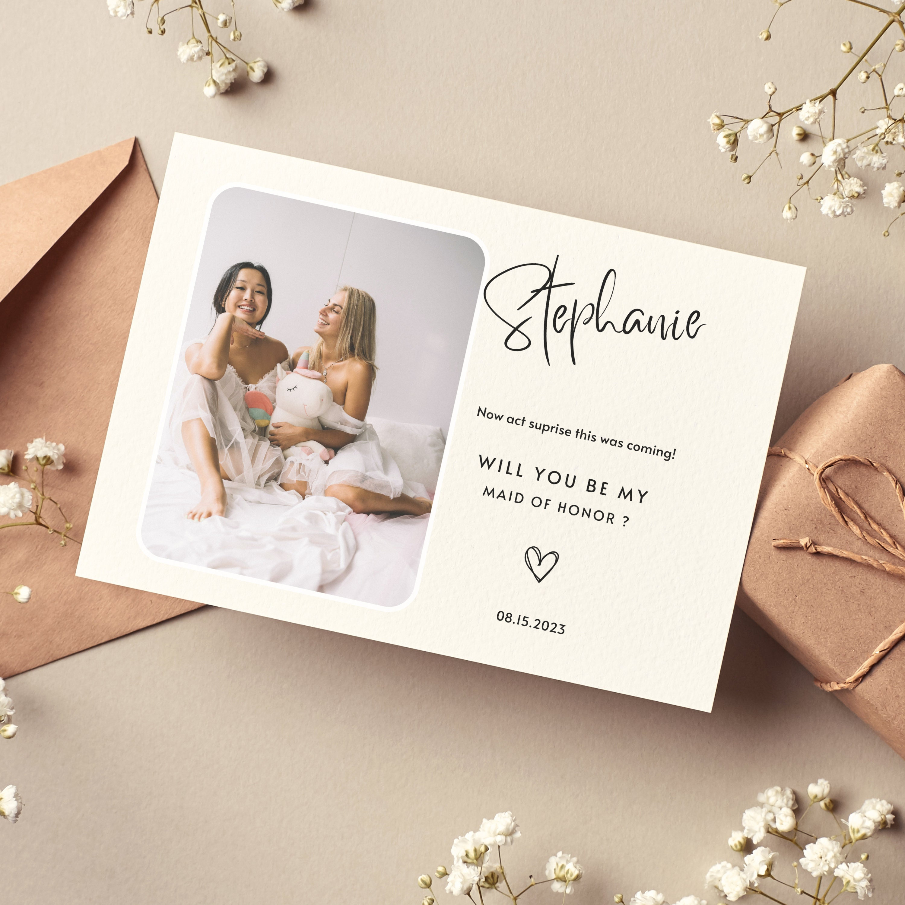 Editable Bridesmaid Proposal Card Template Minimalist Be My - Etsy