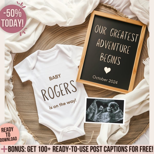 Editable Pregnancy Announcement, Gender Neutral Digital Baby Announcement Digital Pregnancy Reveal, Custom Announcement Photo Template PA006