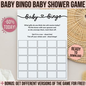 Baby Bingo Baby Shower Game, Baby Bingo Game, Baby Shower Bingo, Baby Bingo Cards, Printable Baby Shower Games, Editable Template