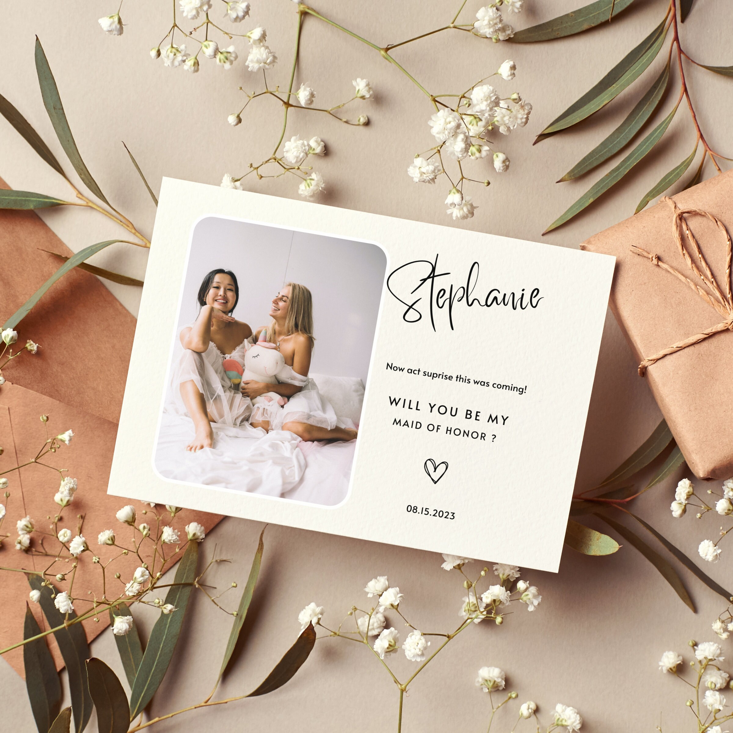 Editable Bridesmaid Proposal Card Template Minimalist Be My - Etsy