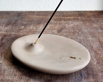 Gray Stick Incense Holder, Meditation Gift, Stoneware Stick Incense, Handmade Incense, Ceramic Incense Burner, Concrete Color Incense Holder