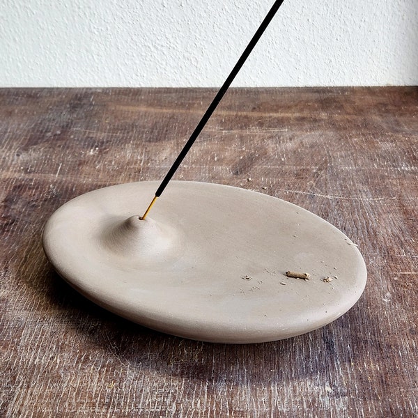 Gray Stick Incense Holder, Meditation Gift, Stoneware Stick Incense, Handmade Incense, Ceramic Incense Burner, Concrete Color Incense Holder