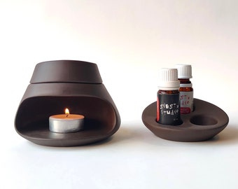 Ceramic Aromatherapy Set, Ceramic Oil Diffuser, Wax Melt Burner, Oil Bottle Holder