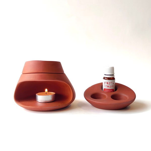 Ceramic Aromatherapy Set, Terracotta Ceramic Oil Diffuser, Wax Melt Burner, Essential Oil Holder