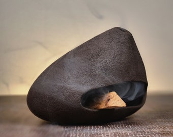 Matte Textured Palo Santo Burner, Meditation Gift, Ceramic Textured Chimney, Brown Ceramic Palo Santo Holder