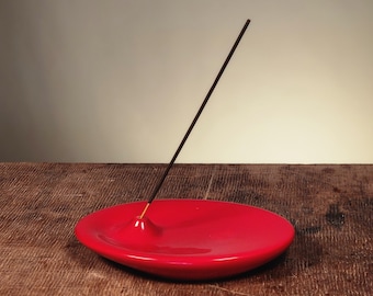 Stick Incense Holder, Ceramic Red Incense Burner, Meditation Gifts, Stoneware, Handmade Incense