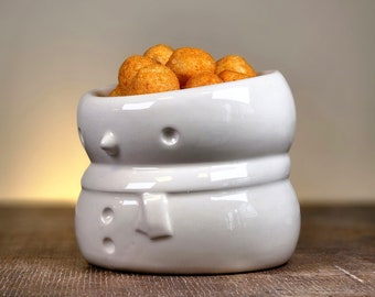 Ceramic Snowman Snack Bowl, Snack Bowl for Christmas, Chips and Nut Bowl