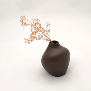 Stoneware Ceramic Vase, Handmade Vase for Flower, Brown Vase, Minimal Home Decor Gift image 2