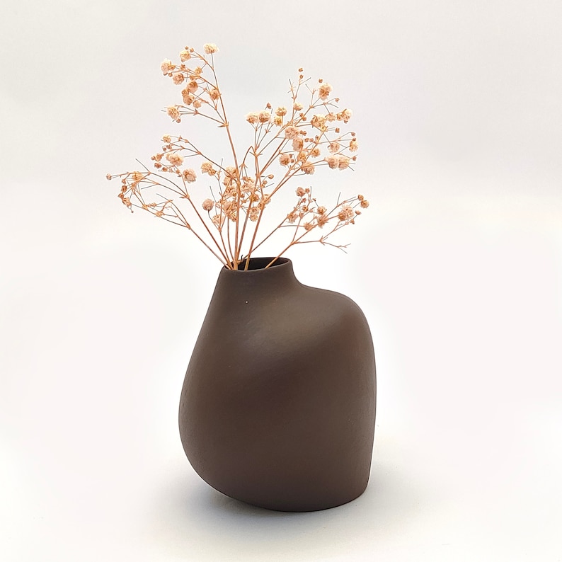 Stoneware Ceramic Vase, Handmade Vase for Flower, Brown Vase, Minimal Home Decor Gift image 5