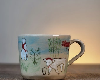 Handmade Drawing Decorative Handled Mug