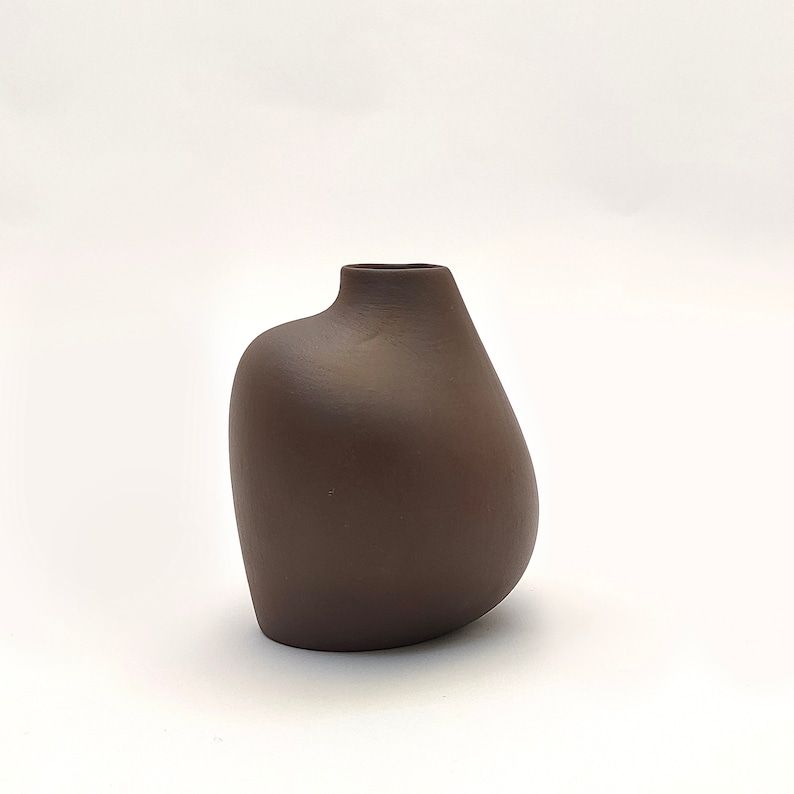 Stoneware Ceramic Vase, Handmade Vase for Flower, Brown Vase, Minimal Home Decor Gift image 3